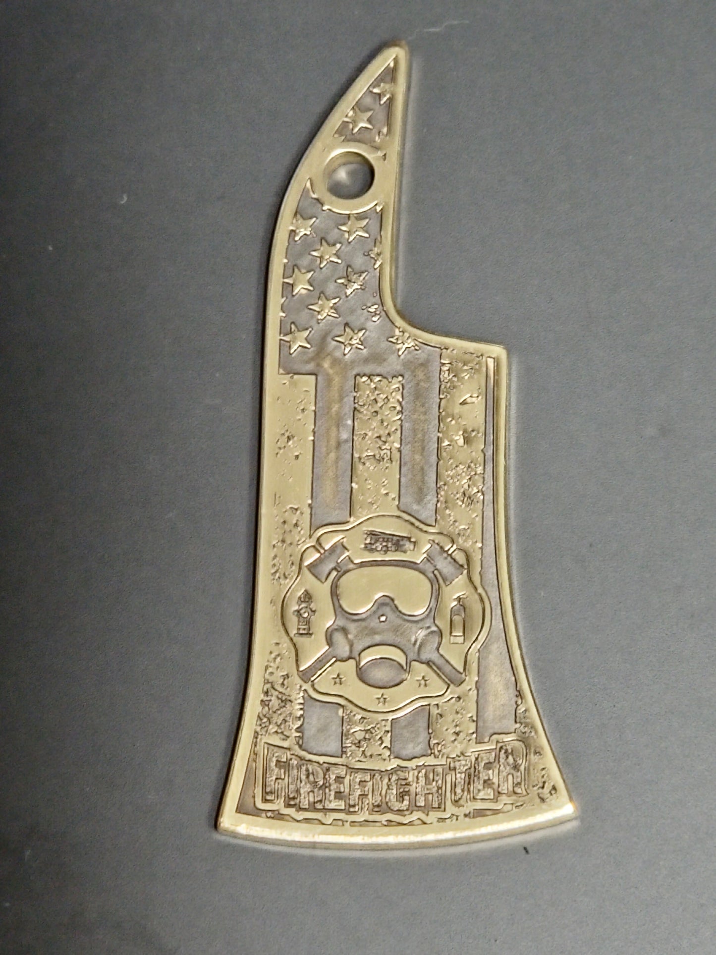 FIREMANS AXE KEYCHAIN LASER ENGRAVED BRASS