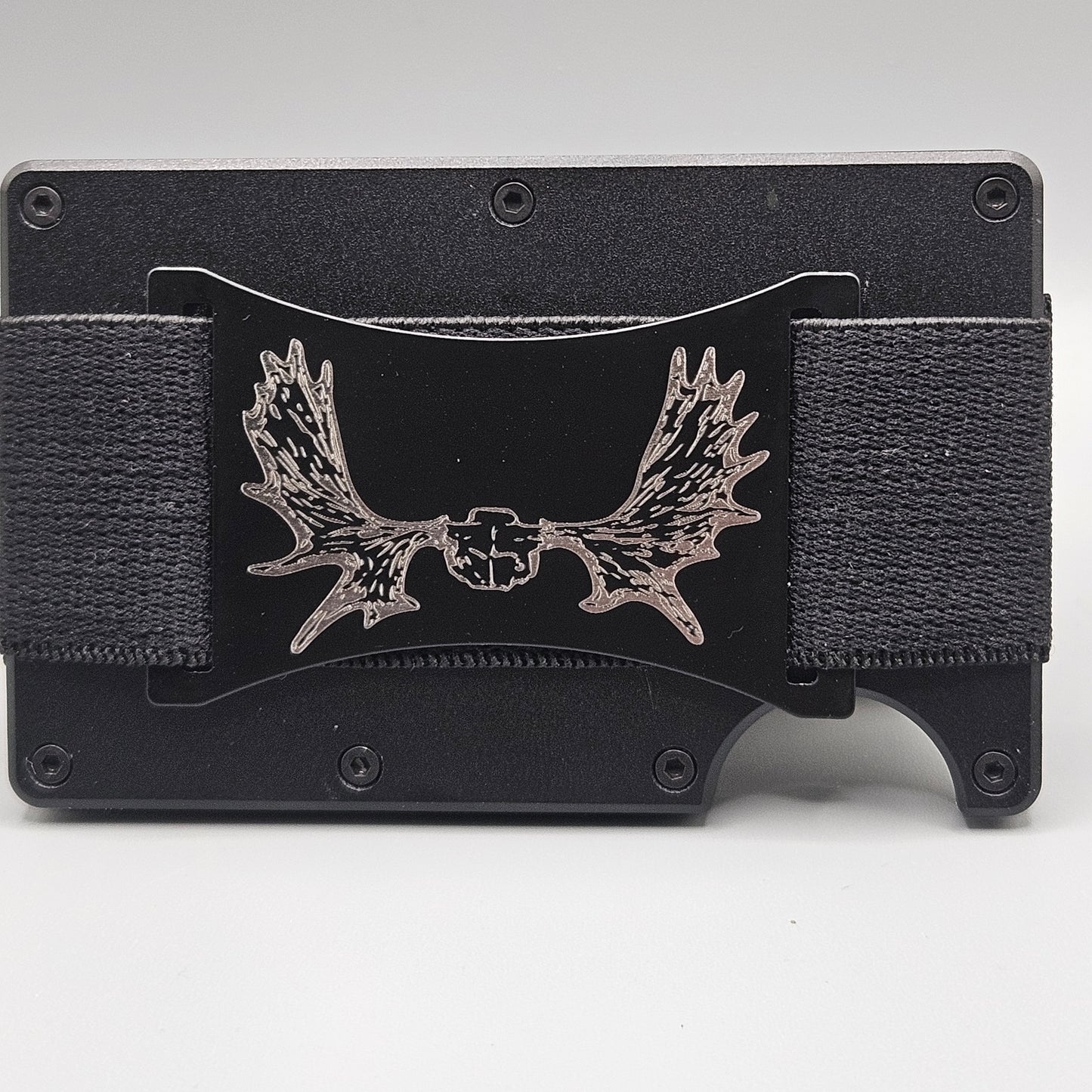 CUSTOM CERAKOTE AND LASER ETCHED SLIM WALLET MOOSE BACKGROUND DESIGN