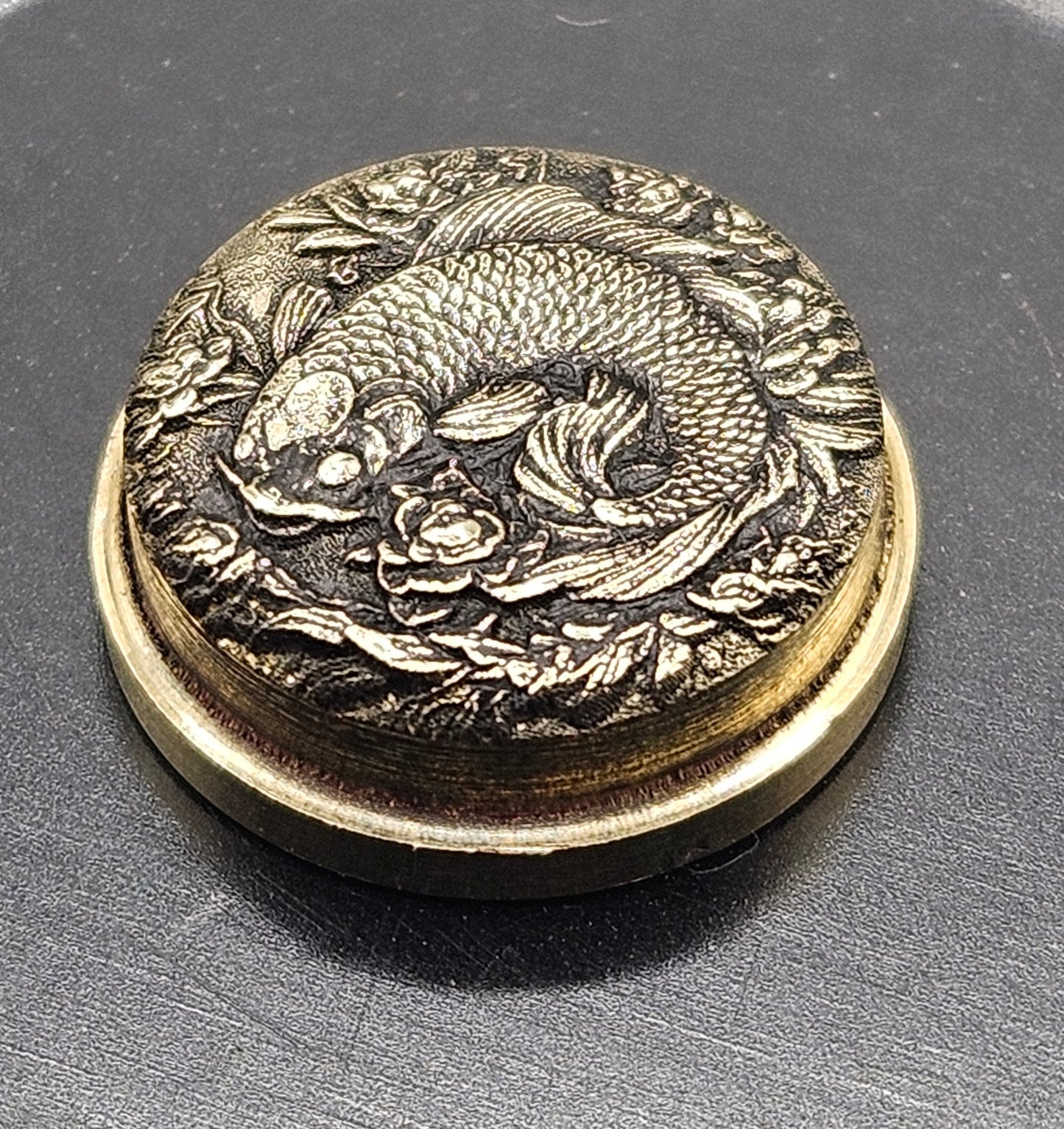 LASER ENGRAVED BMM BUTTON 3D KOI DESIGN