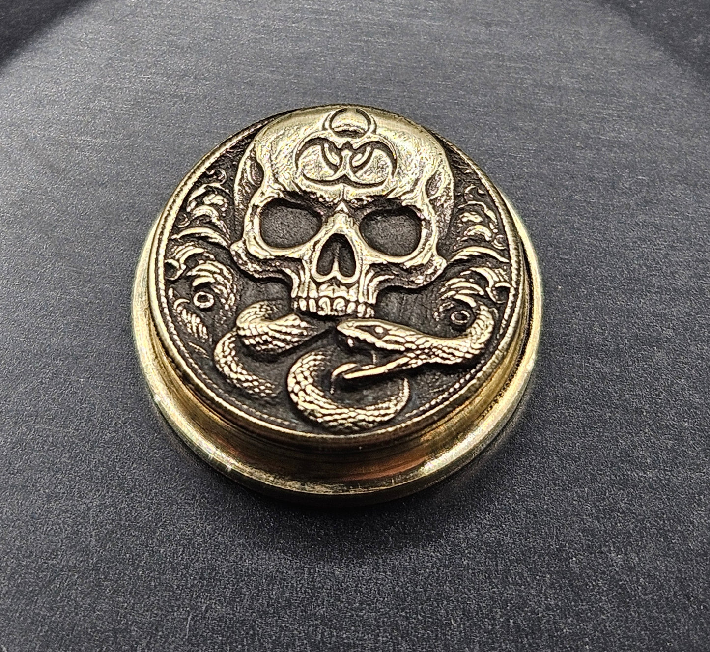 LASER ENGRAVED BMM BUTTON BIOHAZARD SKULL