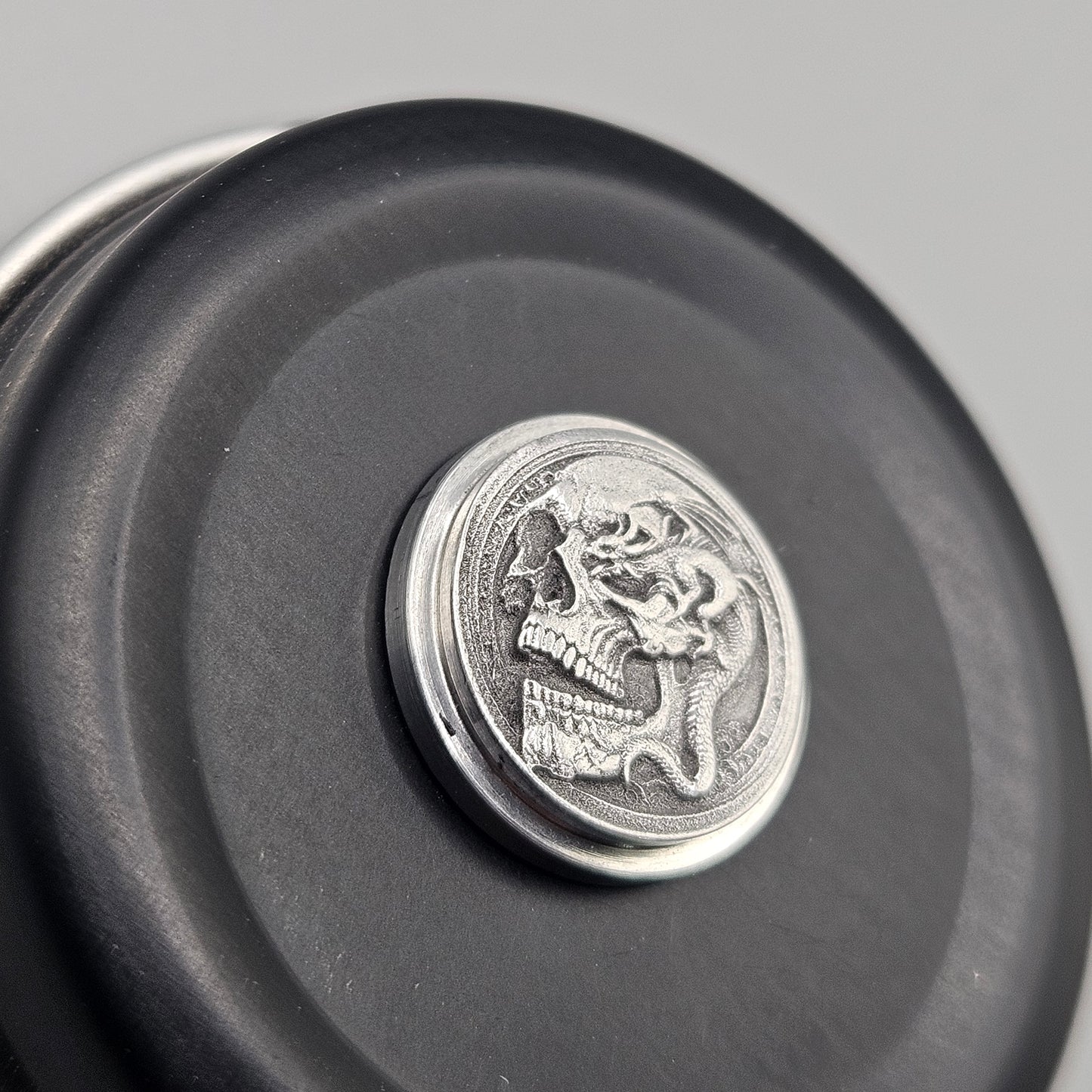 LASER ENGRAVED BILLET BOX BUTTON 3D DRAGON X SKULL