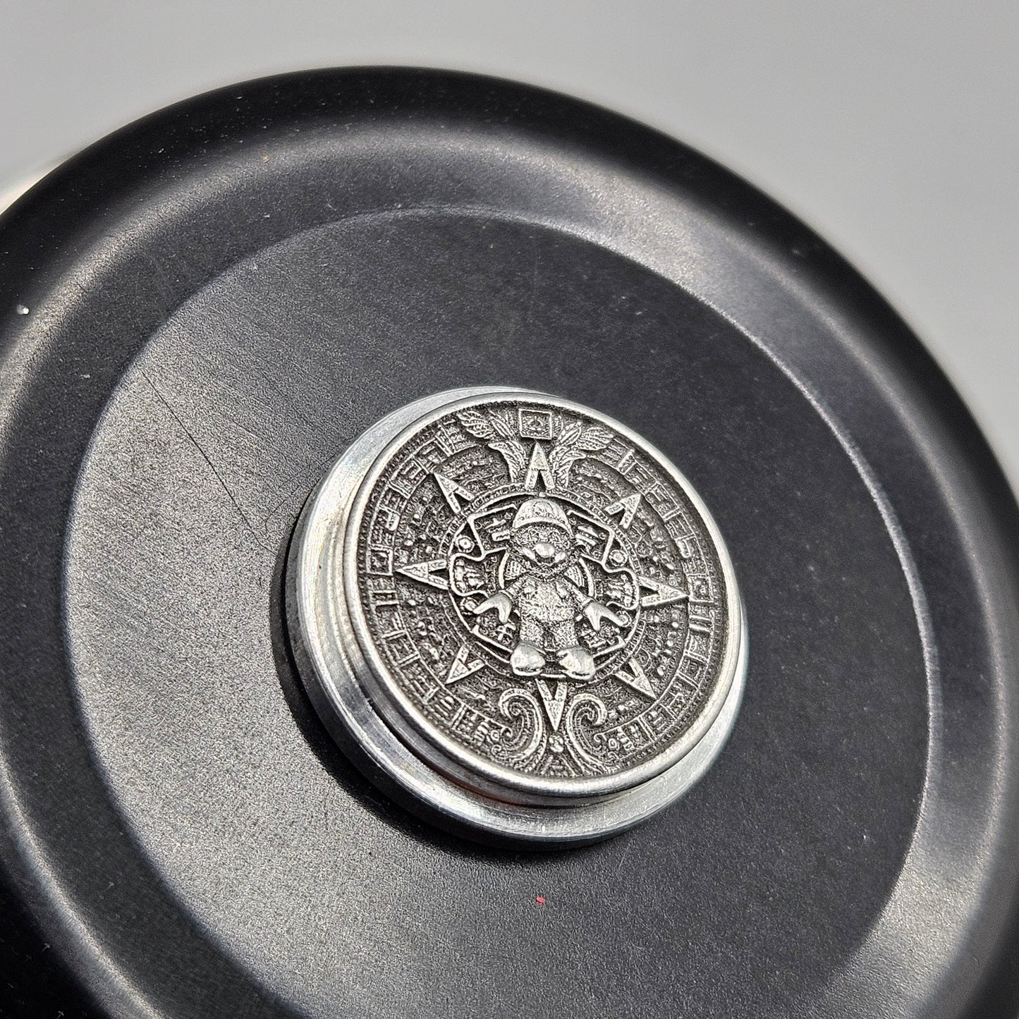 LASER ENGRAVED BILLET BOX BUTTON 3D MARIO MANDALA DESIGN