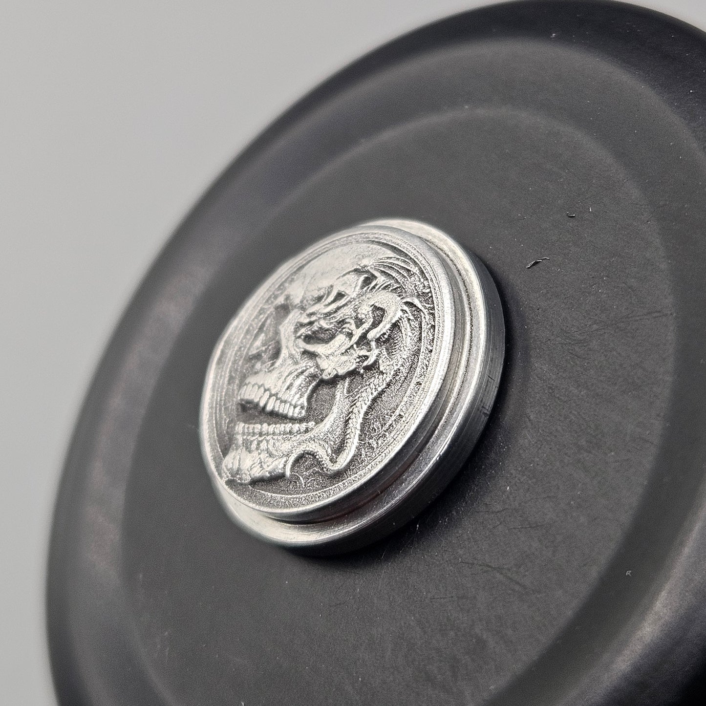 LASER ENGRAVED BILLET BOX BUTTON 3D DRAGON X SKULL
