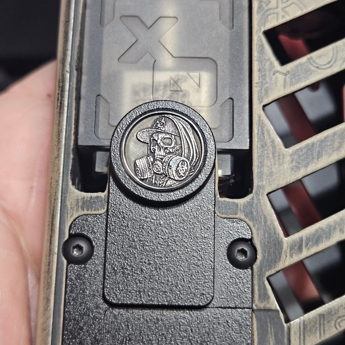 LASER ENGRAVED BILLET BOX BUTTON 3D KOTEKING SKULL