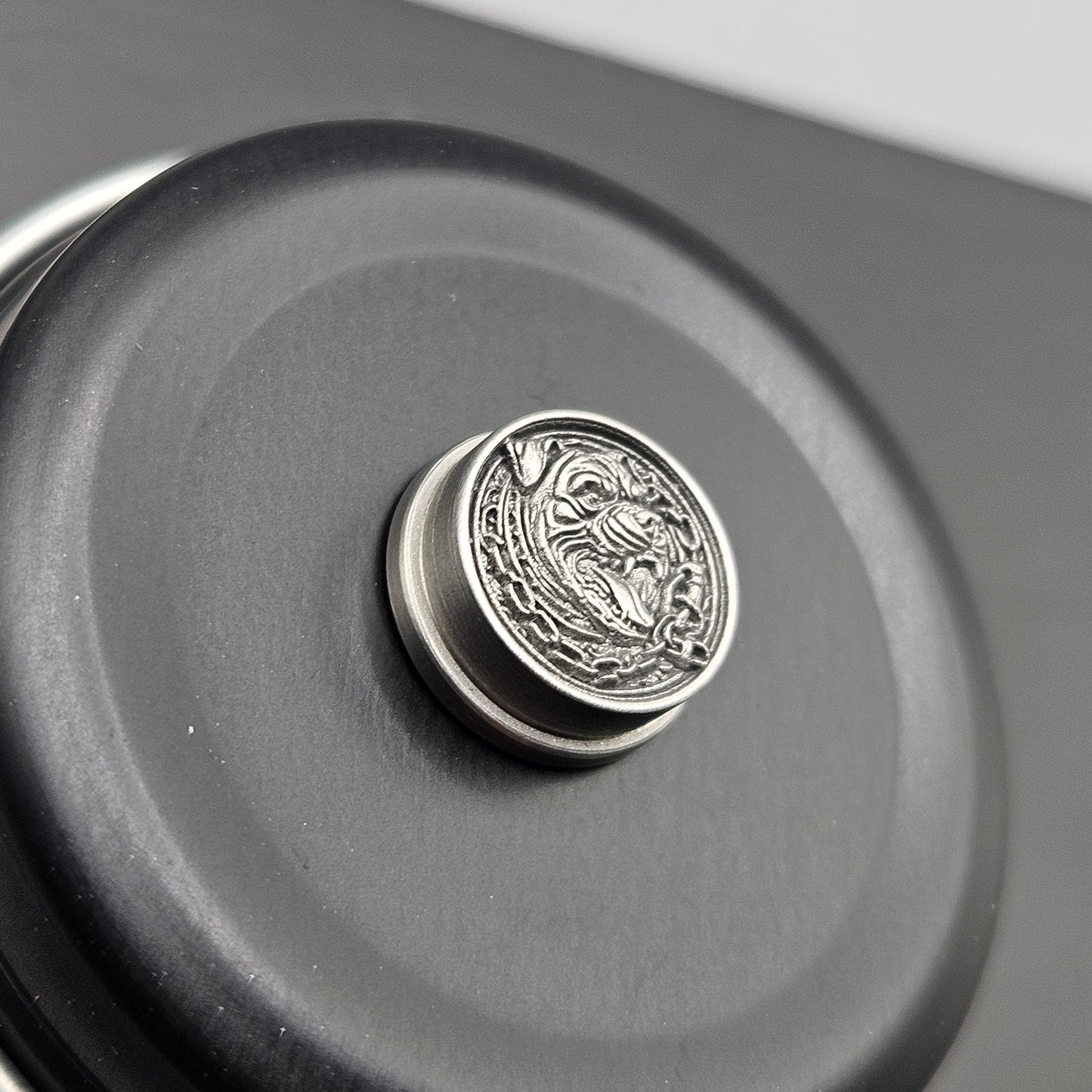 LASER ENGRAVED BMM BUTTON, 3D PITBULL DESIGN