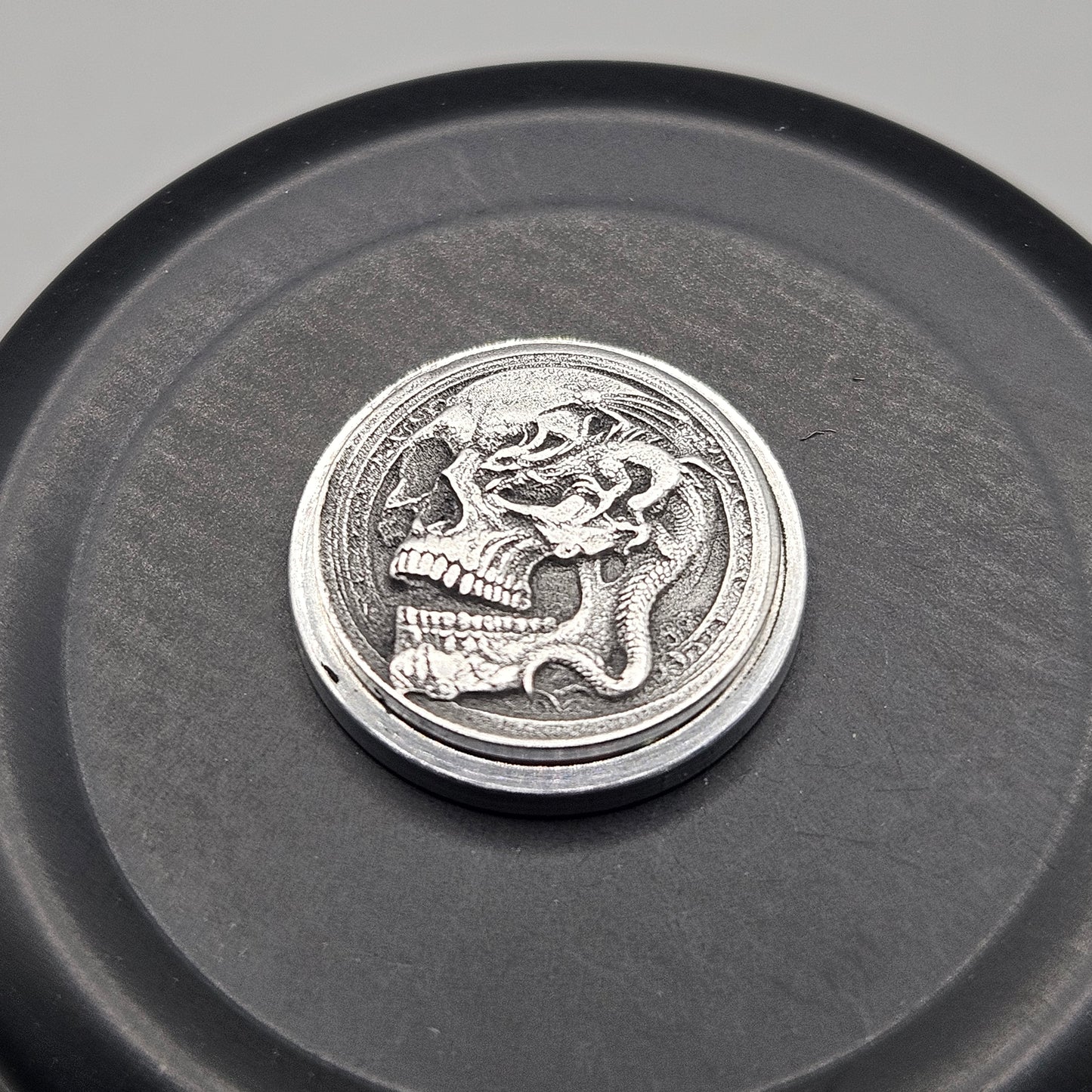 LASER ENGRAVED BILLET BOX BUTTON 3D DRAGON X SKULL