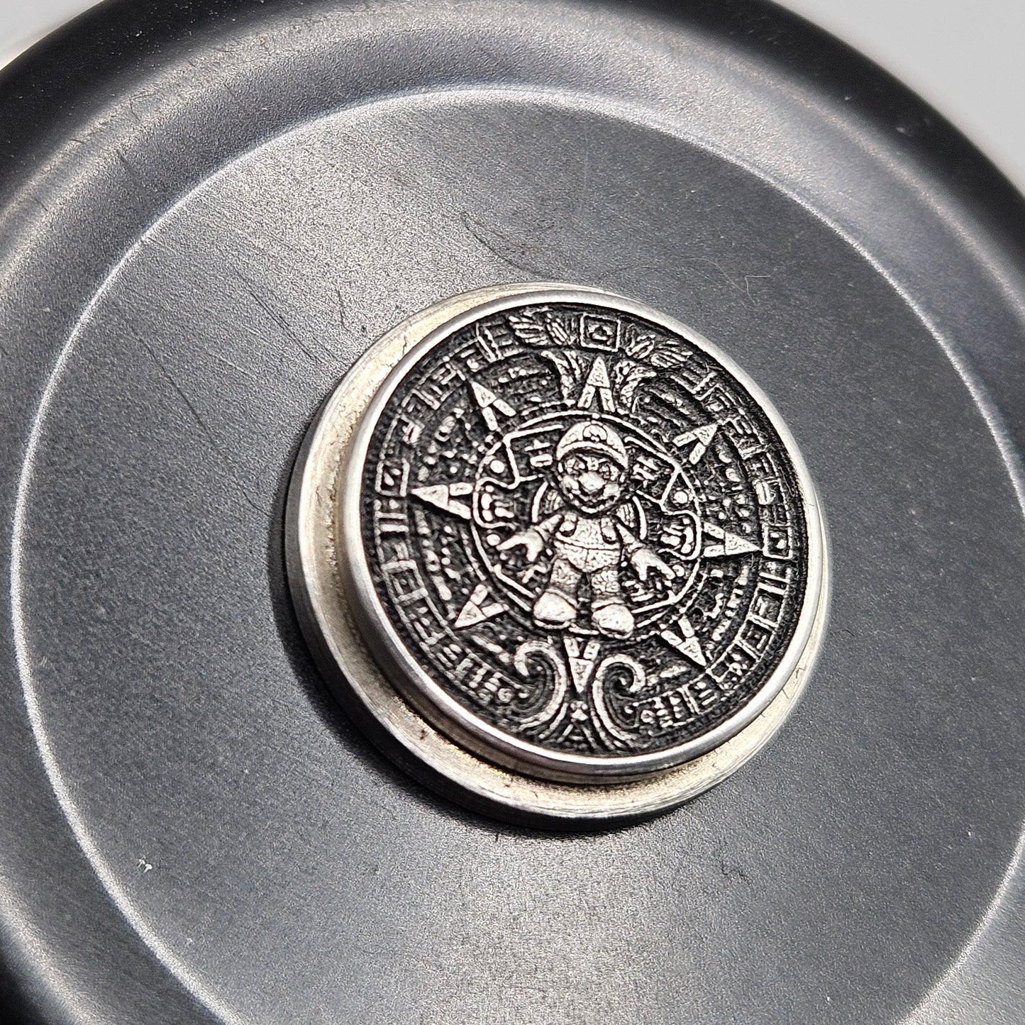 LASER ENGRAVED BILLET BOX BUTTON 3D MARIO MANDALA DESIGN