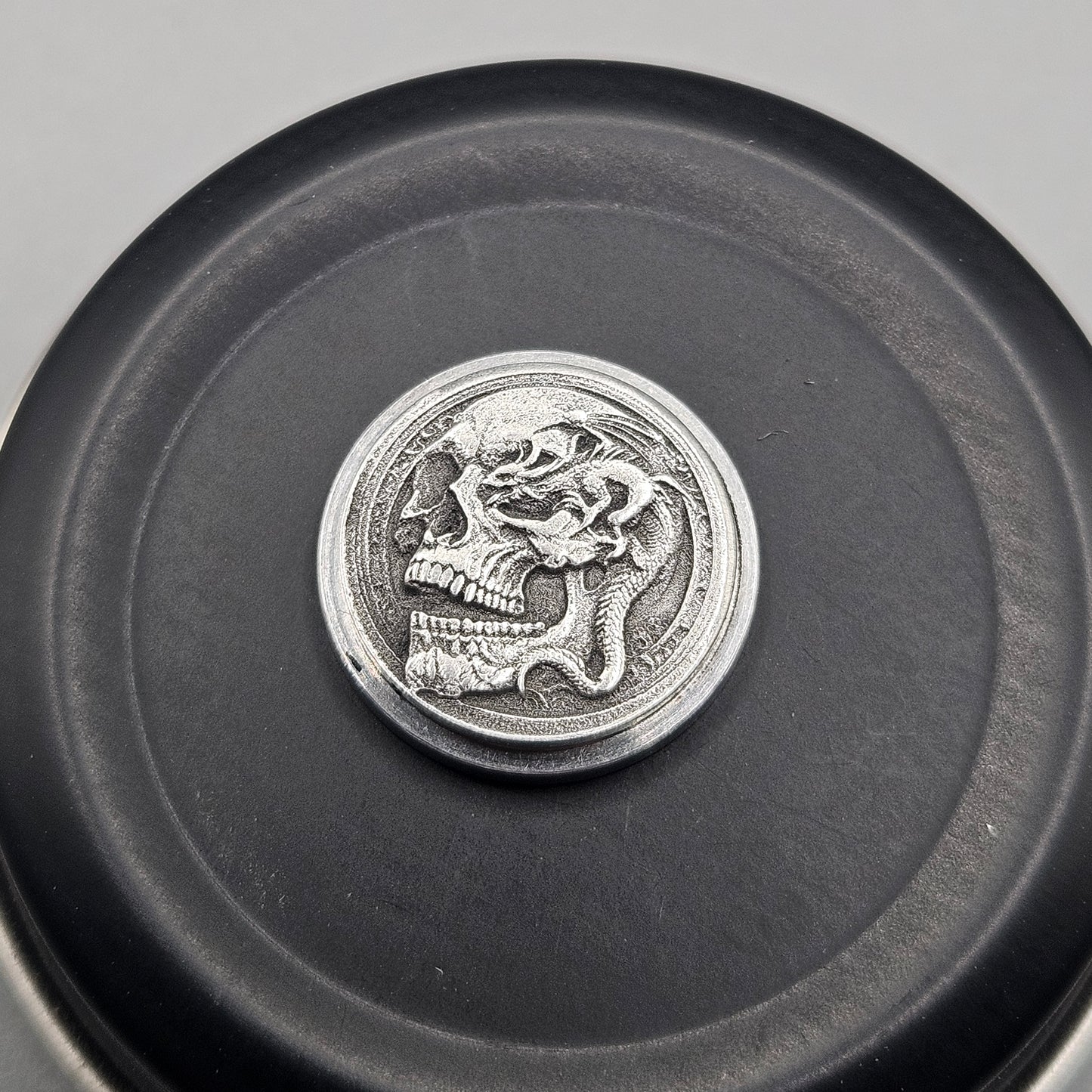 LASER ENGRAVED BILLET BOX BUTTON 3D DRAGON X SKULL