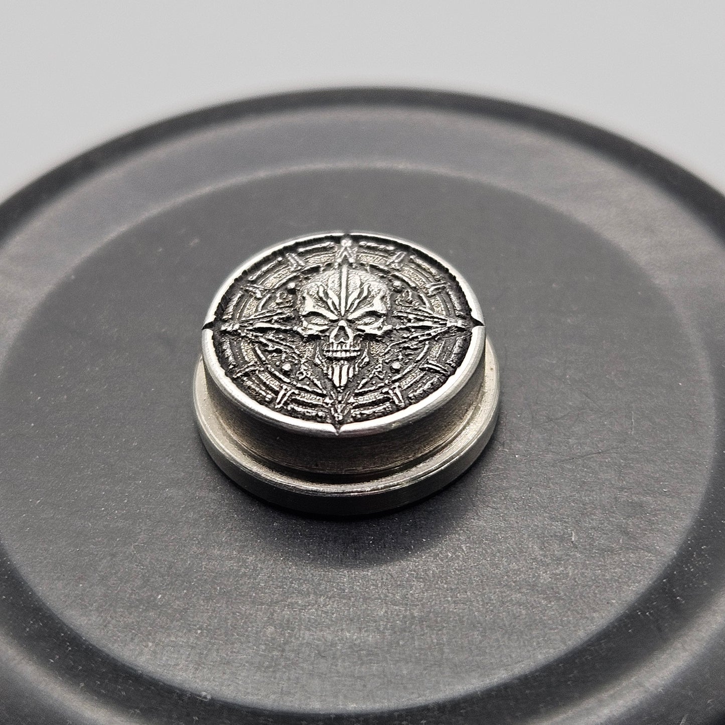 LASER ENGRAVED BMM BUTTON 3D SKULL MANDALA