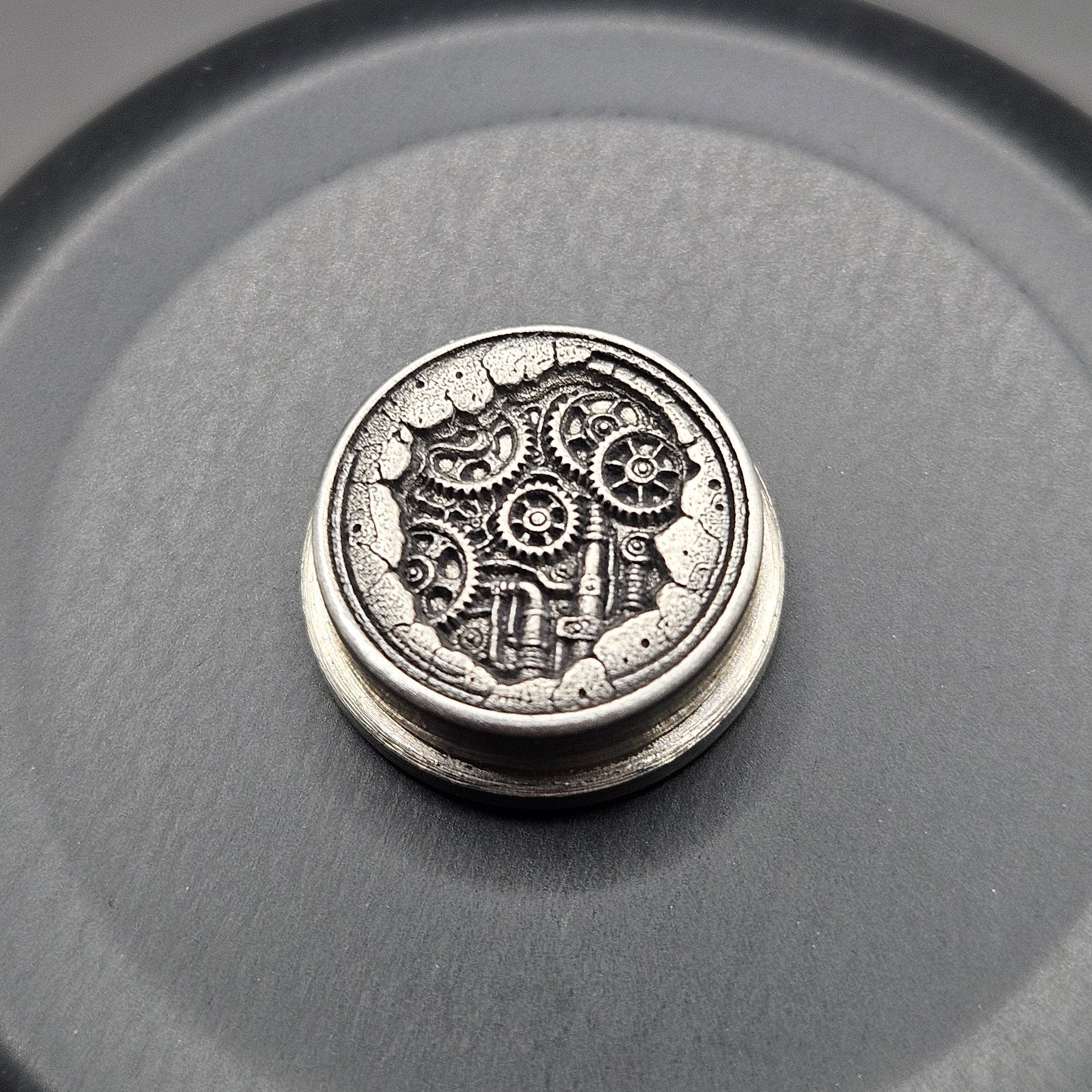 LASER ENGRAVED  BMM BUTTON, 3D STEAM PUNK DESIGN