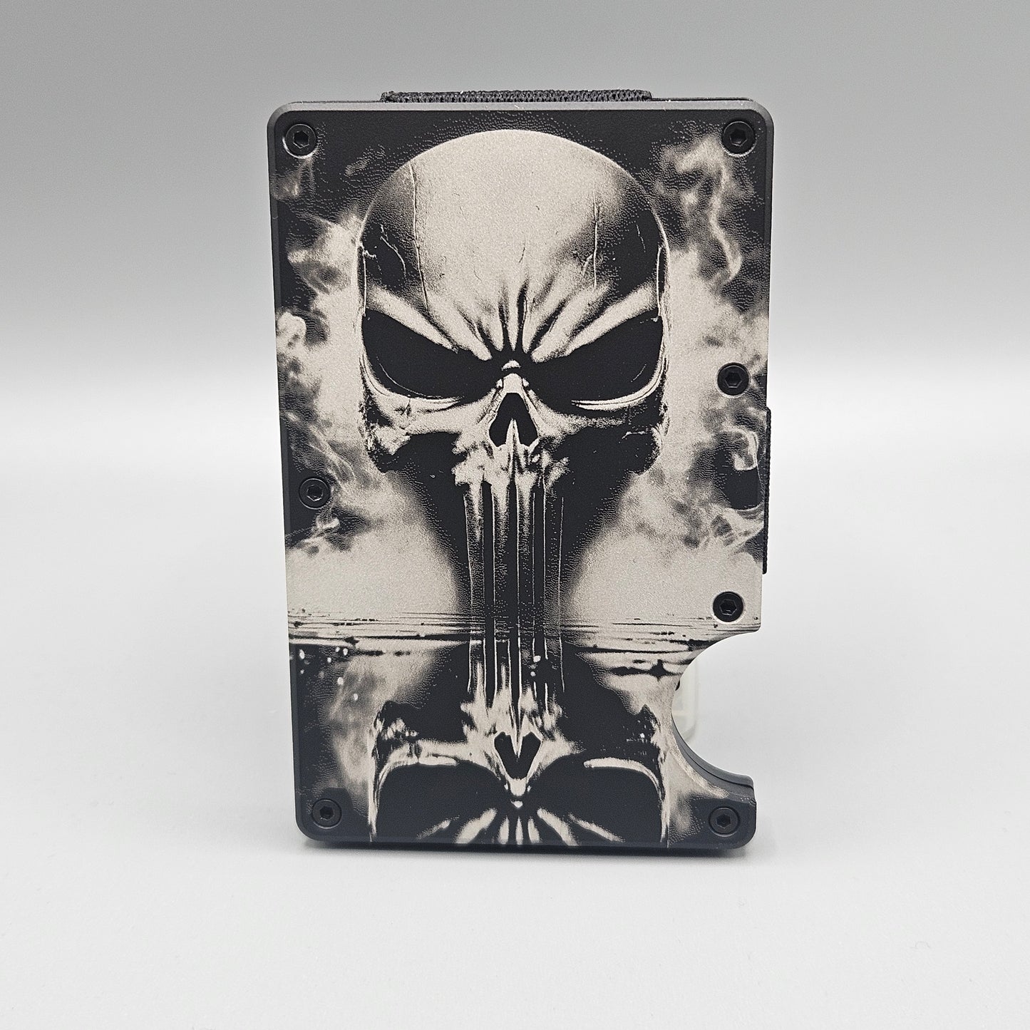 CUSTOM CERAKOTE AND LASER ETCHED SLIM WALLET PUNISHER REFLECTION