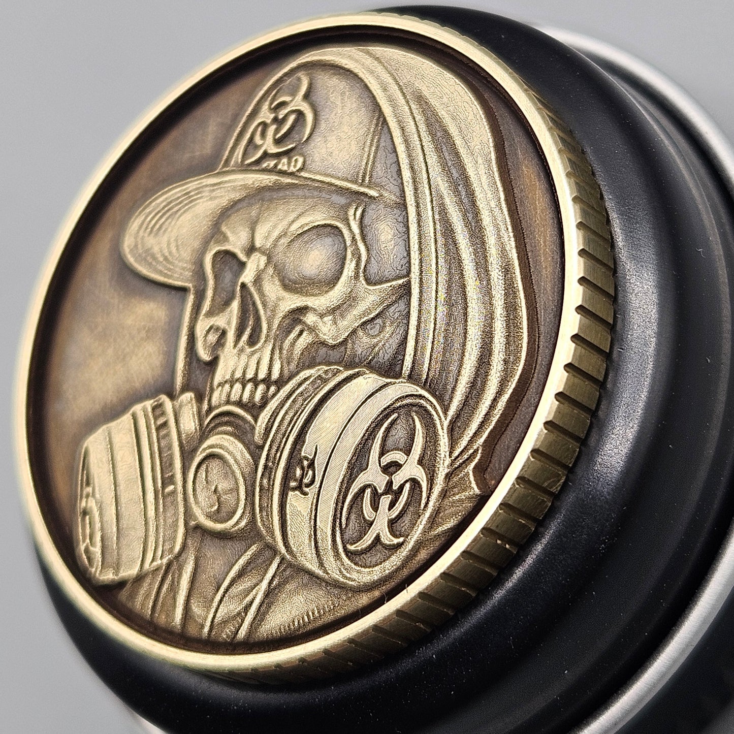 LASER ENGRAVED BRASS COIN KK SKULL DESIGN