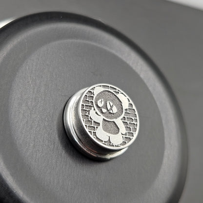 LASER ENGRAVED  BMM BUTTON, 3D NFG PANDA BRICK BACKGROUND