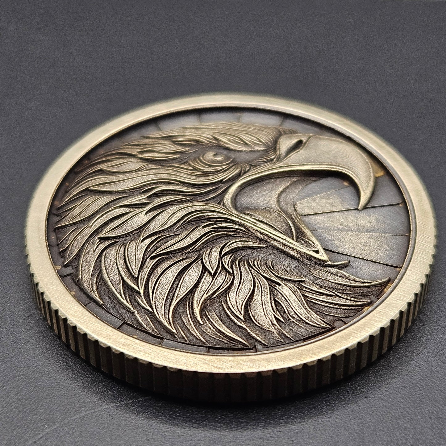 LASER ENGRAVED BRASS COIN EAGLE