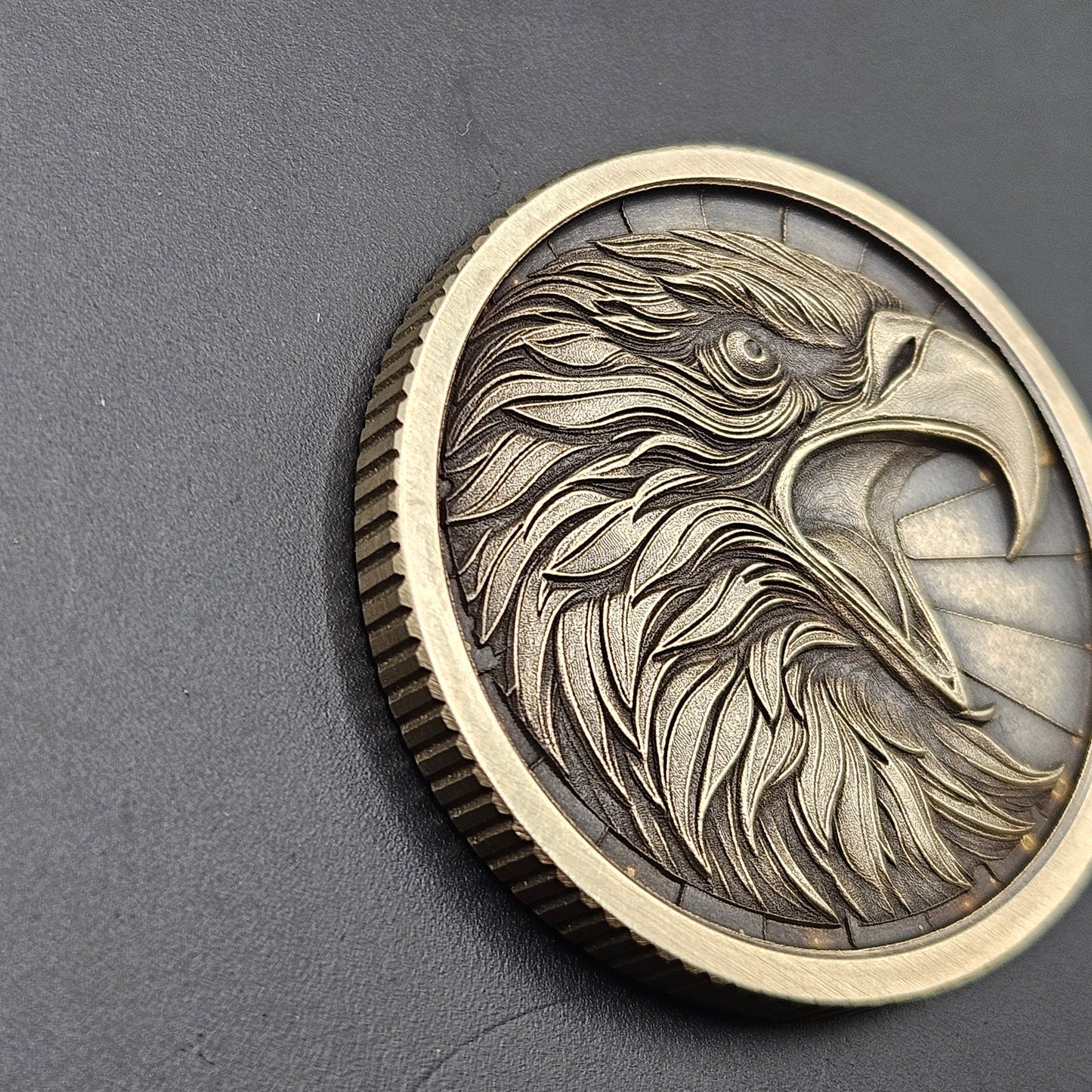 LASER ENGRAVED BRASS COIN EAGLE