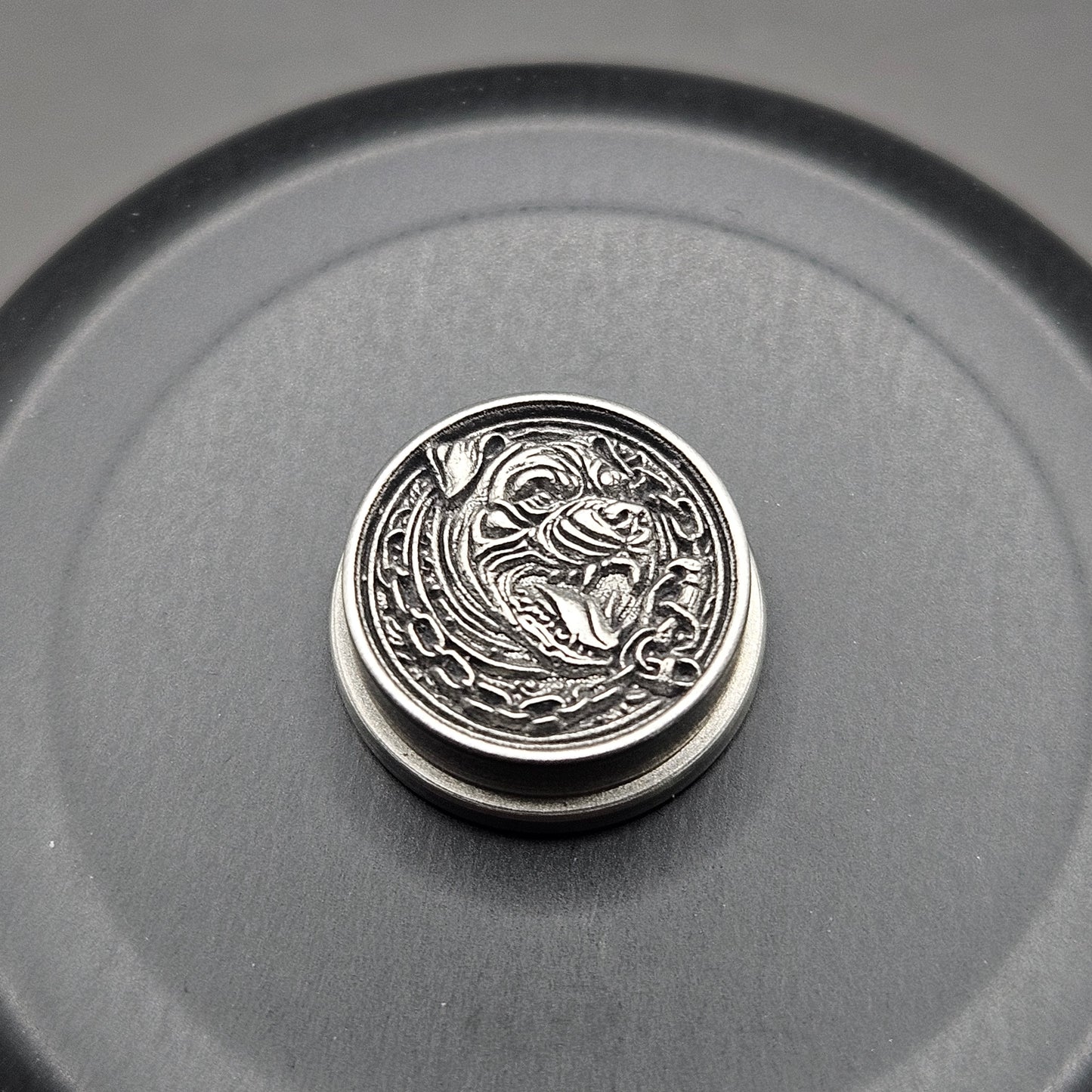 LASER ENGRAVED  BMM BUTTON, 3D PITBULL DESIGN