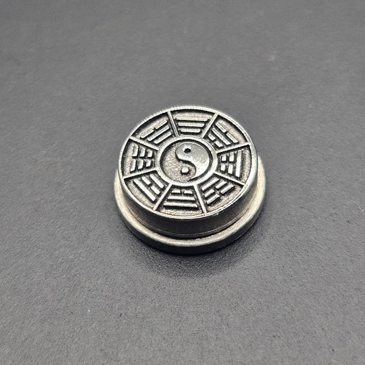 LASER ENGRAVED  BMM BUTTON, 3d 8 DIAGRAM YIN YANG DESIGN