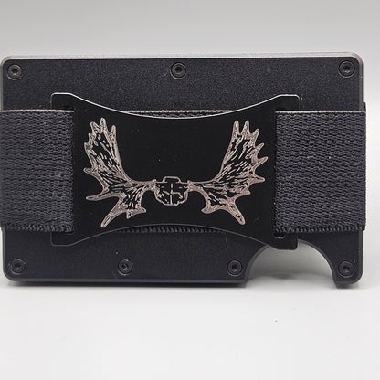 CUSTOM CERAKOTE AND LASER ETCHED SLIM WALLET MOOSE BACKGROUND DESIGN