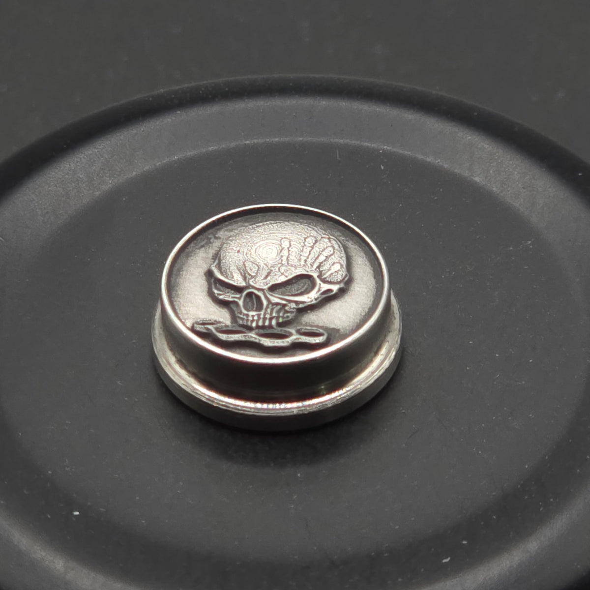 LASER ENGRAVED BMM BUTTON SKULL WITH BRASS KNUCKLES DESIGN