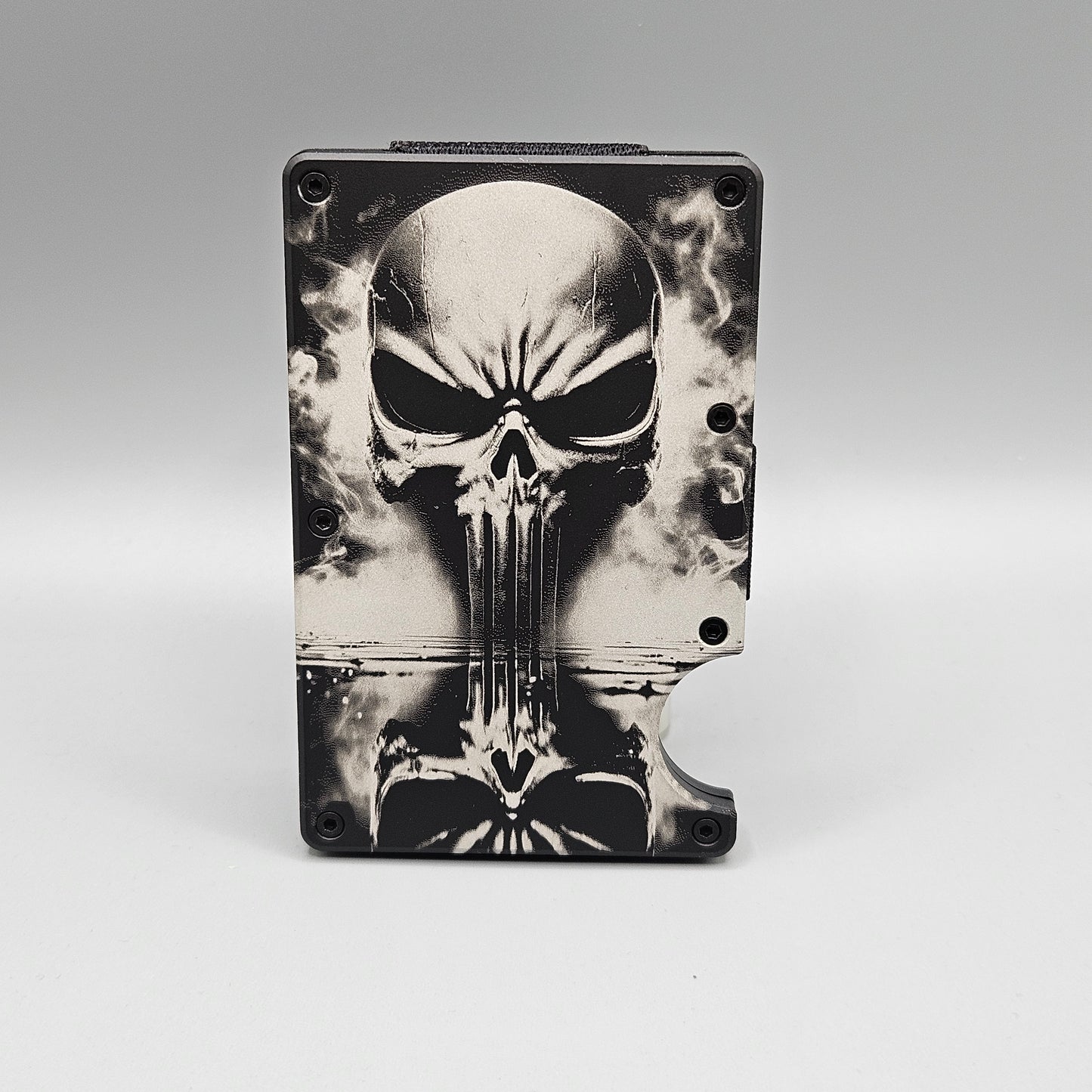 CUSTOM CERAKOTE AND LASER ETCHED SLIM WALLET PUNISHER REFLECTION