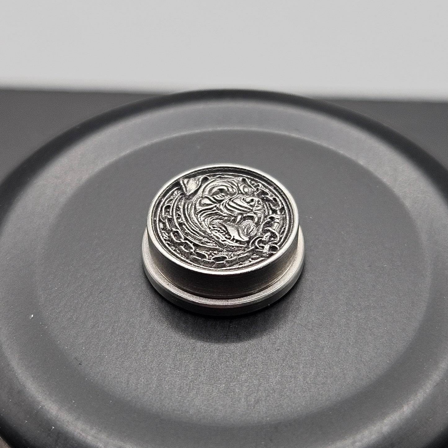 LASER ENGRAVED  BMM BUTTON, 3D PITBULL DESIGN