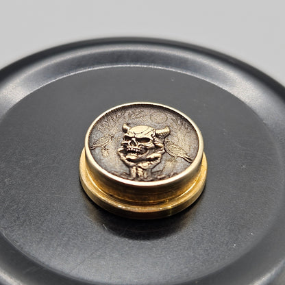 LASER ENGRAVED BMM 3D SKULL IN HAND BUTTON