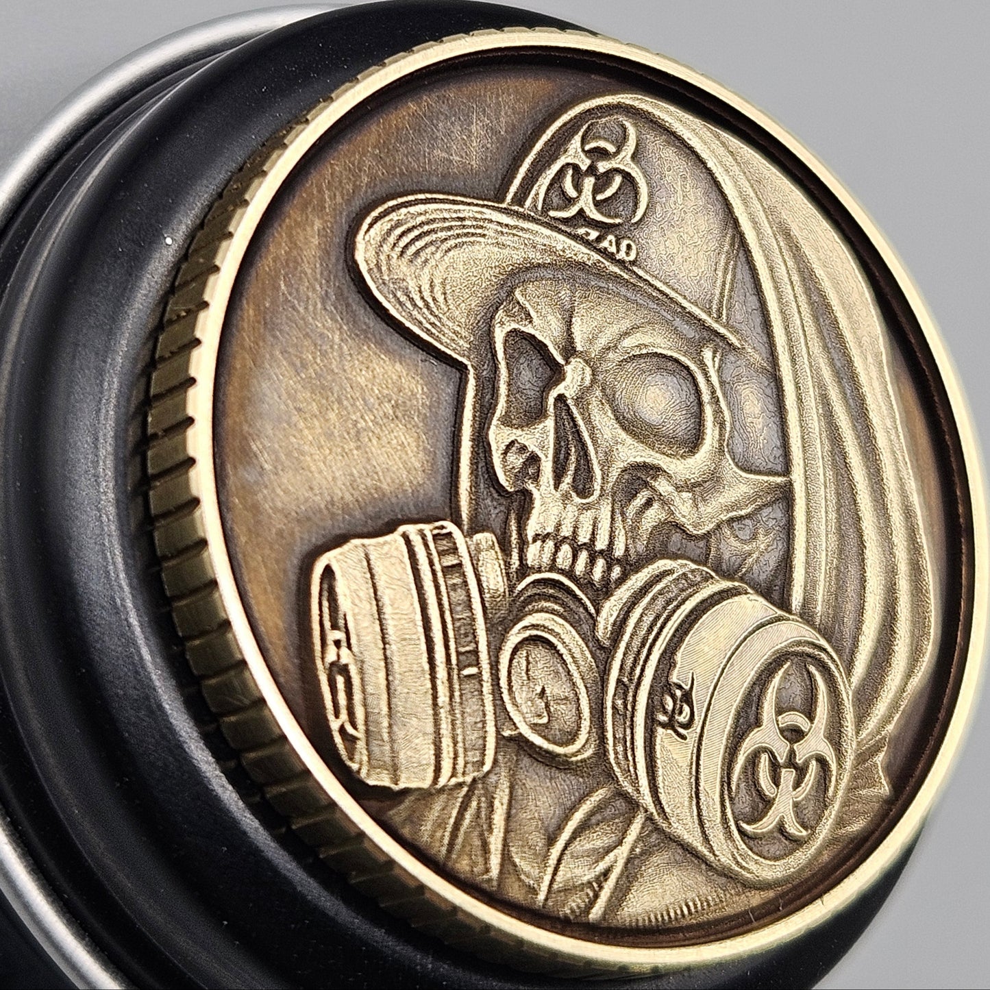 LASER ENGRAVED BRASS COIN KK SKULL DESIGN