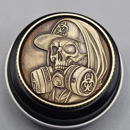 LASER ENGRAVED BRASS COIN KK SKULL DESIGN