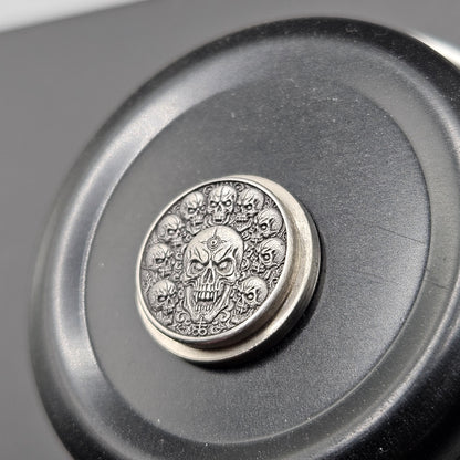 LASER ENGRAVED BILLET BOX BUTTON 3D SKULL DESIGN