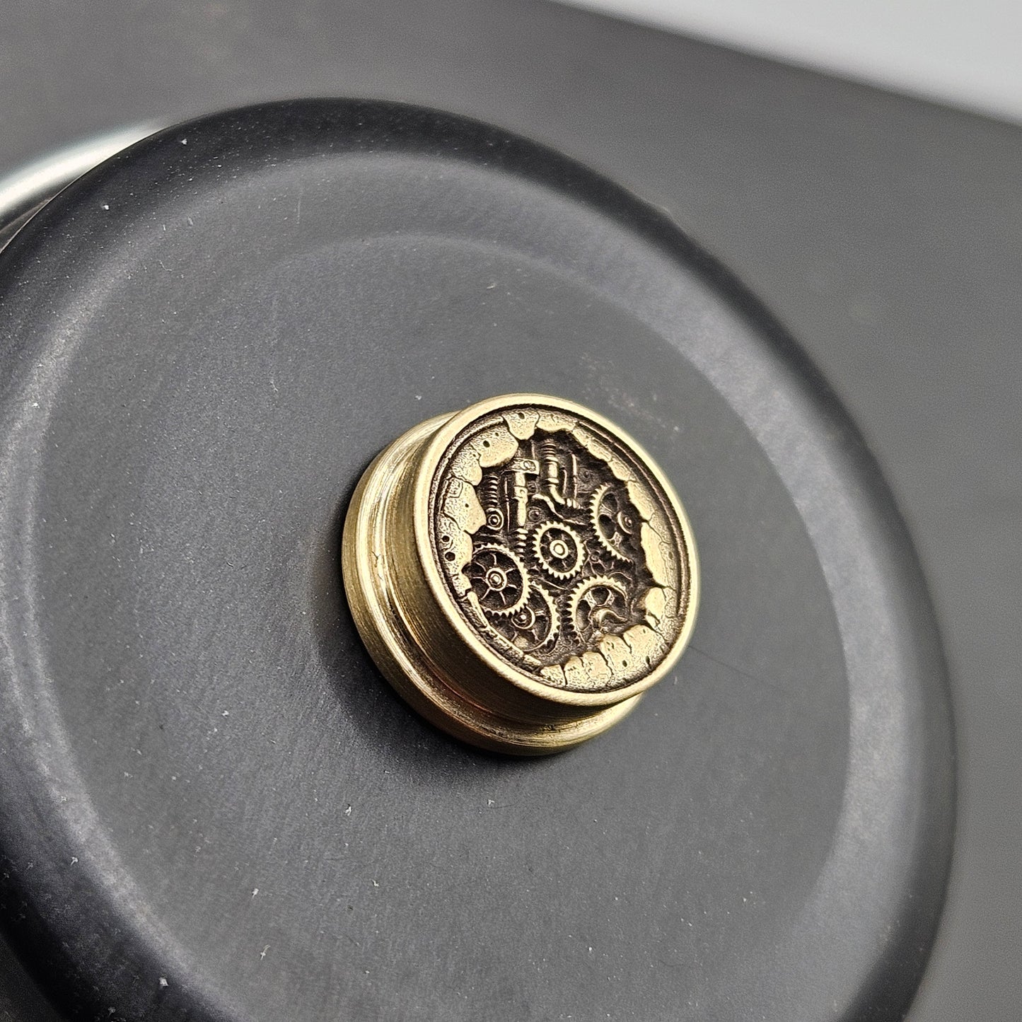 LASER ENGRAVED  BMM BUTTON, 3D STEAM PUNK DESIGN