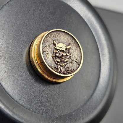LASER ENGRAVED BMM 3D SKULL IN HAND BUTTON