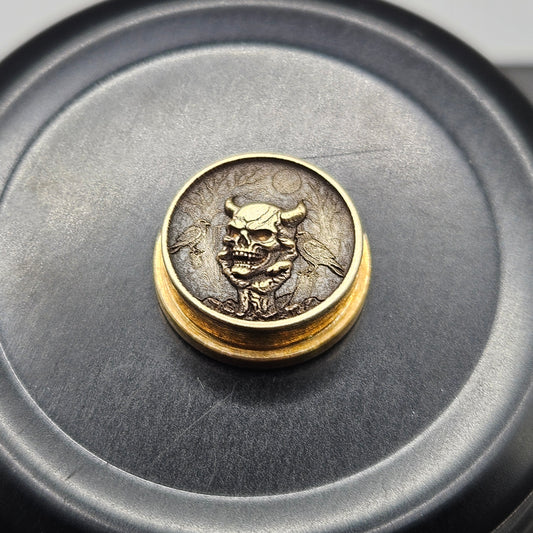 LASER ENGRAVED BMM 3D SKULL IN HAND BUTTON
