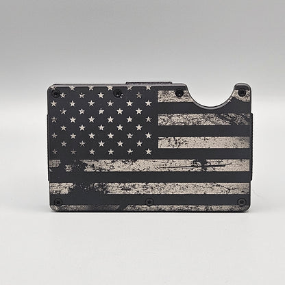 CUSTOM CERAKOTE AND LASER ETCHED SLIM WALLET (DISTRESSED AMERICAN FLAG)