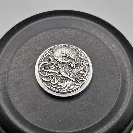 LASER ENGRAVED BILLET BOX BUTTON 3D ALIEN DESIGN