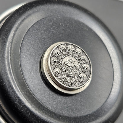 LASER ENGRAVED BILLET BOX BUTTON 3D SKULL DESIGN
