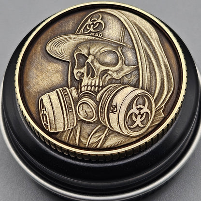 LASER ENGRAVED BRASS COIN KK SKULL DESIGN