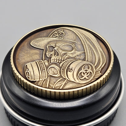 LASER ENGRAVED BRASS COIN KK SKULL DESIGN
