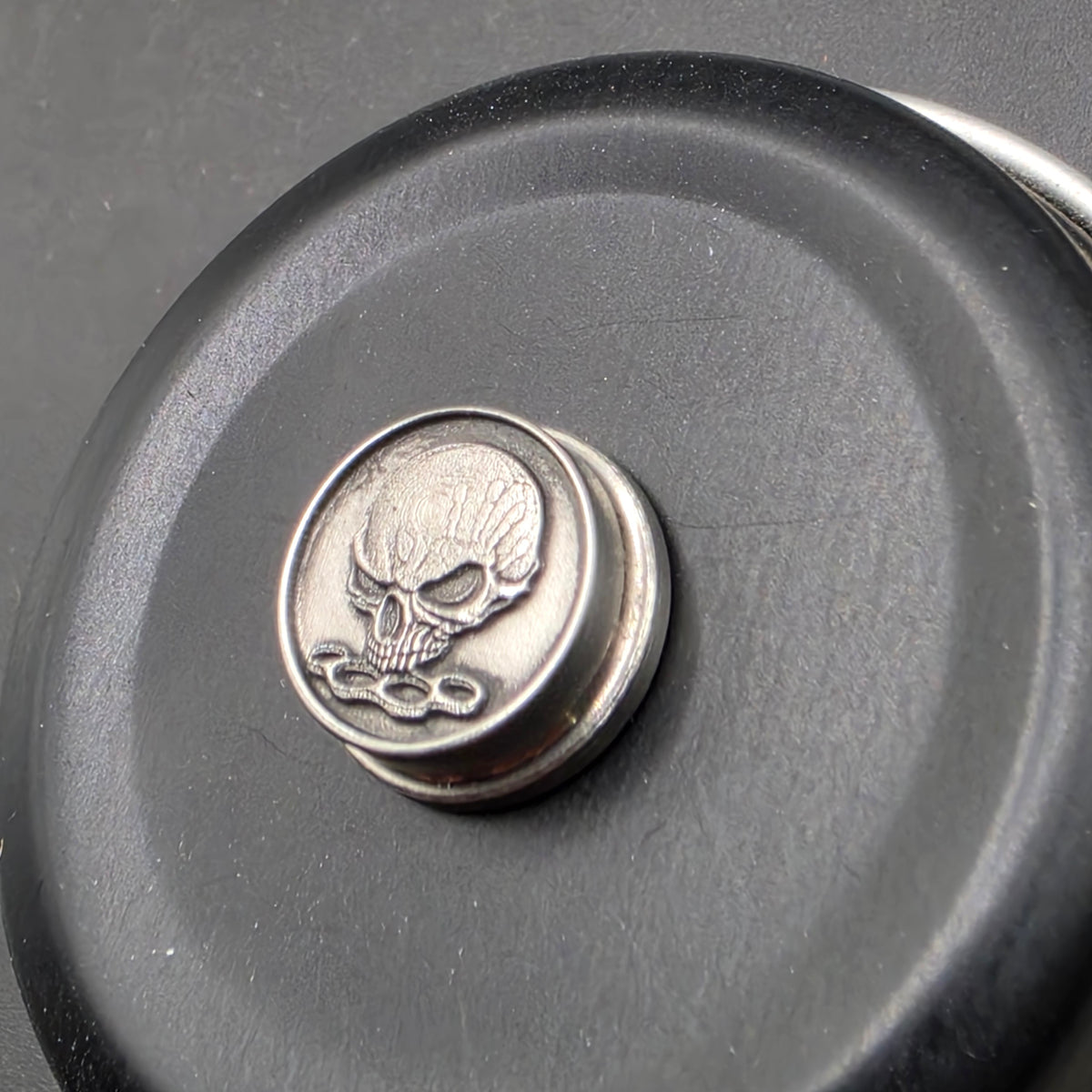LASER ENGRAVED BMM BUTTON SKULL WITH BRASS KNUCKLES DESIGN