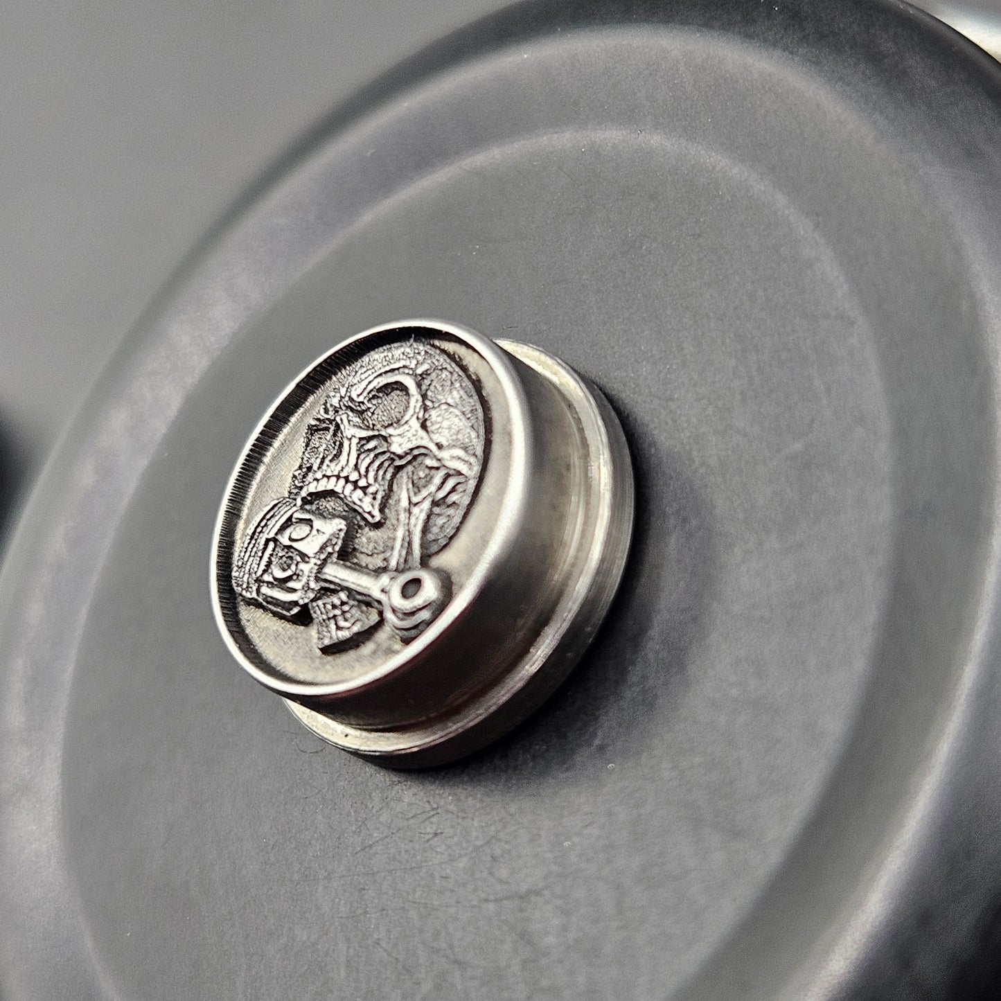 LASER ENGRAVED  BMM BUTTON, PISTON SKULL